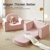 image:imageTiny Land 2in1 Foldable Kids Couch with Pocket Soft Thick Toddler Sofa  Convertible Kids Chair for Playroom Bedroom or Living Room Cozy amp Comfortable Ideal Gift for Boys amp GirlsPinkPink