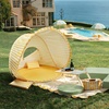 image:imageTiny Land Baby Beach Tent Pop Up Baby Tent with UPF 50 Sun Protection  Portable Baby Beach Essentials 354x276x315 Sun Shelter for Infants Baby Outdoor Use Sunset BlushPastel Yellow Stripes