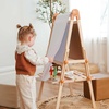 image:imageTiny Land Foldable Wooden Art Easel for Kids with Chalkboard amp Whiteboard  Folds flat for storage Toolfree Doublesided board 3 heights for ages 312 Paper roll included Oatmeal accents