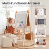 image:imageTiny Land Foldable Wooden Art Easel for Kids with Chalkboard amp Whiteboard  Folds flat for storage Toolfree Doublesided board 3 heights for ages 312 Paper roll included Oatmeal accents