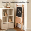 image:imageTiny Land Foldable Wooden Art Easel for Kids with Chalkboard amp Whiteboard  Folds flat for storage Toolfree Doublesided board 3 heights for ages 312 Paper roll included Oatmeal accents