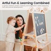 image:imageTiny Land Foldable Wooden Art Easel for Kids with Chalkboard amp Whiteboard  Folds flat for storage Toolfree Doublesided board 3 heights for ages 312 Paper roll included Oatmeal accents