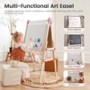 image:imageTiny Land Foldable Wooden Kids Easel with Magnetic Letters amp Numbers  Folds flat for storage Spelling and counting for ages 312 Doublesided board 3 heights Paper roll included Soft PinkPink