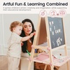 image:imageTiny Land Foldable Wooden Kids Easel with Magnetic Letters amp Numbers  Folds flat for storage Spelling and counting for ages 312 Doublesided board 3 heights Paper roll included Soft PinkPink