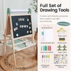 image:imageTiny Land Foldable Wooden Kids Easel with Magnetic Letters amp Numbers  Folds flat for storage Spelling and counting for ages 312 Doublesided board 3 heights Paper roll included Soft PinkGreen