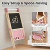 image:imageTiny Land Foldable Wooden Kids Easel with Magnetic Letters amp Numbers  Folds flat for storage Spelling and counting for ages 312 Doublesided board 3 heights Paper roll included Soft PinkPink
