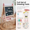 image:imageTiny Land Foldable Wooden Kids Easel with Magnetic Letters amp Numbers  Folds flat for storage Spelling and counting for ages 312 Doublesided board 3 heights Paper roll included Soft PinkPink