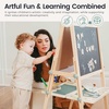 image:imageTiny Land Foldable Wooden Kids Easel with Magnetic Letters amp Numbers  Folds flat for storage Spelling and counting for ages 312 Doublesided board 3 heights Paper roll included Soft PinkGreen