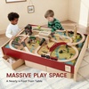 image:imageTiny Land Large Wooden Train Table 479x352 with 104PCS Train Set  Activity Playset for Kids Ages 3 with 3 Storage Bins Vintage 1920s Train Town with Authentic Sounds amp Interactive Play