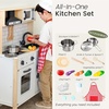 image:imageTiny Land Play Kitchen for Kids  Real Lights Sounds amp Adjustable Height  FarmhouseStyle Wooden Chef Pretend Play Set 18 Pcs Toy Food amp Cookware Accessories Gift for Boys Girls Ages 3 Sage GreenWhite