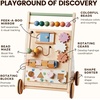 image:imageTiny Land Wooden Baby Walker with Activity Center Montessori Push Walker  Adjustable speed for beginners From sitting play to first steps Sensory handon games Gift for boys amp girls MorandiMorandi