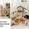 image:imageTiny Land Wooden Doll House Modern Family Dollhouse with Realistic Design  7 Rooms Dollhouse with 49 PCS Accessories Montessori Pretend Play Toddler Toy Ideal Gift for Kids Ages 3 PinkBlack