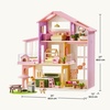 image:imageTiny Land Wooden Doll House Modern Family Dollhouse with Realistic Design  7 Rooms Dollhouse with 49 PCS Accessories Montessori Pretend Play Toddler Toy Ideal Gift for Kids Ages 3 PinkPink