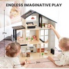 image:imageTiny Land Wooden Doll House Modern Family Dollhouse with Realistic Design  7 Rooms Dollhouse with 49 PCS Accessories Montessori Pretend Play Toddler Toy Ideal Gift for Kids Ages 3 PinkBlack