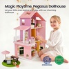image:imageTiny Land Wooden Doll House Modern Family Dollhouse with Realistic Design  7 Rooms Dollhouse with 49 PCS Accessories Montessori Pretend Play Toddler Toy Ideal Gift for Kids Ages 3 PinkPink