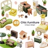 image:imageTiny Land Wooden Doll House Modern Family Dollhouse with Realistic Design  7 Rooms Dollhouse with 49 PCS Accessories Montessori Pretend Play Toddler Toy Ideal Gift for Kids Ages 3 PinkGreen