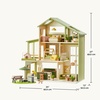 image:imageTiny Land Wooden Doll House Modern Family Dollhouse with Realistic Design  7 Rooms Dollhouse with 49 PCS Accessories Montessori Pretend Play Toddler Toy Ideal Gift for Kids Ages 3 PinkGreen