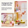 image:imageTiny Land Wooden Doll House Modern Family Dollhouse with Realistic Design  7 Rooms Dollhouse with 49 PCS Accessories Montessori Pretend Play Toddler Toy Ideal Gift for Kids Ages 3 PinkPink
