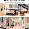 image:imageTiny Land Wooden Doll House Modern Family Dollhouse with Realistic Design  7 Rooms Dollhouse with 49 PCS Accessories Montessori Pretend Play Toddler Toy Ideal Gift for Kids Ages 3 PinkBlack
