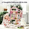 image:imageTiny Land Wooden Doll House Modern Family Dollhouse with Realistic Design  7 Rooms Dollhouse with 49 PCS Accessories Montessori Pretend Play Toddler Toy Ideal Gift for Kids Ages 3 PinkPink