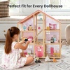 image:imageTiny Land Wooden Dollhouse People Set 5Piece Poseable Wooden Doll Family  Includes Dad Mom Brother Sister Baby and Stroller Dollhouse Accessories Toy Pretend Play Gift for Kids Ages 3
