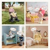image:imageTiny Land Wooden Dollhouse People Set 5Piece Poseable Wooden Doll Family  Includes Dad Mom Brother Sister Baby and Stroller Dollhouse Accessories Toy Pretend Play Gift for Kids Ages 3