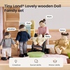 image:imageTiny Land Wooden Dollhouse People Set 5Piece Poseable Wooden Doll Family  Includes Dad Mom Brother Sister Baby and Stroller Dollhouse Accessories Toy Pretend Play Gift for Kids Ages 3