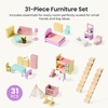 image:imageTiny Land Wooden Dollhouse for Girls  6 Rooms Wooden Doll House  DIY Pretend Doll House with 31Pcs Furniture Accessories Creative Gift for Girl Ages 3GreenUnicorn Purple