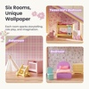 image:imageTiny Land Wooden Dollhouse for Girls  6 Rooms Wooden Doll House  DIY Pretend Doll House with 31Pcs Furniture Accessories Creative Gift for Girl Ages 3GreenUnicorn Purple