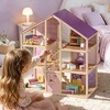 image:imageTiny Land Wooden Dollhouse for Girls  6 Rooms Wooden Doll House  DIY Pretend Doll House with 31Pcs Furniture Accessories Creative Gift for Girl Ages 3GreenUnicorn Purple