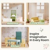 image:imageTiny Land Wooden Dollhouse for Girls  6 Rooms Wooden Doll House  DIY Pretend Doll House with 31Pcs Furniture Accessories Creative Gift for Girl Ages 3GreenGreen