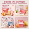 image:imageTiny Land Wooden Dollhouse for Girls  6 Rooms Wooden Doll House  DIY Pretend Doll House with 31Pcs Furniture Accessories Creative Gift for Girl Ages 3GreenPink