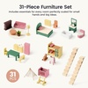 image:imageTiny Land Wooden Dollhouse for Girls  6 Rooms Wooden Doll House  DIY Pretend Doll House with 31Pcs Furniture Accessories Creative Gift for Girl Ages 3GreenDusty Pink