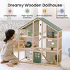 image:imageTiny Land Wooden Dollhouse for Girls  6 Rooms Wooden Doll House  DIY Pretend Doll House with 31Pcs Furniture Accessories Creative Gift for Girl Ages 3GreenGreen