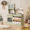 image:imageTiny Land Wooden Play Kitchen for Kids with Toy Storage for Pretend Play  BuiltIn Cabinets Felt Bins amp Cookware Accessories Make Cleanup Easy While Encouraging Organizational SkillsGreen