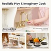 image:imageTiny Land Wooden Play Kitchen for Kids with Toy Storage for Pretend Play  BuiltIn Cabinets Felt Bins amp Cookware Accessories Make Cleanup Easy While Encouraging Organizational SkillsCream