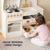 image:imageTiny Land Wooden Play Kitchen for Kids with Toy Storage for Pretend Play  BuiltIn Cabinets Felt Bins amp Cookware Accessories Make Cleanup Easy While Encouraging Organizational SkillsCream