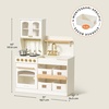 image:imageTiny Land Wooden Play Kitchen for Kids with Toy Storage for Pretend Play  BuiltIn Cabinets Felt Bins amp Cookware Accessories Make Cleanup Easy While Encouraging Organizational SkillsCream
