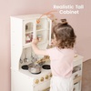 image:imageTiny Land Wooden Play Kitchen for Kids with Toy Storage for Pretend Play  BuiltIn Cabinets Felt Bins amp Cookware Accessories Make Cleanup Easy While Encouraging Organizational SkillsCream