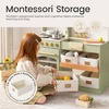 image:imageTiny Land Wooden Play Kitchen for Kids with Toy Storage for Pretend Play  BuiltIn Cabinets Felt Bins amp Cookware Accessories Make Cleanup Easy While Encouraging Organizational SkillsGreen