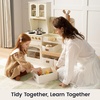 image:imageTiny Land Wooden Play Kitchen for Kids with Toy Storage for Pretend Play  BuiltIn Cabinets Felt Bins amp Cookware Accessories Make Cleanup Easy While Encouraging Organizational SkillsCream
