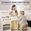 image:imageTiny Land Wooden Play Kitchen for Toddlers Compact Cream Pretend Play Set  Cutting Food amp Stainless Steel Cookware Oven Stove Sink Clicking Knobs Storage Shelf Gift for Girls amp Boys Ages 3White