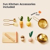 image:imageTiny Land Wooden Play Kitchen for Toddlers Compact Cream Pretend Play Set  Cutting Food amp Stainless Steel Cookware Oven Stove Sink Clicking Knobs Storage Shelf Gift for Girls amp Boys Ages 3Warm Retro
