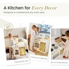image:imageTiny Land Wooden Play Kitchen for Toddlers Compact Cream Pretend Play Set  Cutting Food amp Stainless Steel Cookware Oven Stove Sink Clicking Knobs Storage Shelf Gift for Girls amp Boys Ages 3White