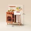 image:imageTiny Land Wooden Play Kitchen for Toddlers Compact Cream Pretend Play Set  Cutting Food amp Stainless Steel Cookware Oven Stove Sink Clicking Knobs Storage Shelf Gift for Girls amp Boys Ages 3Warm Retro
