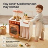 image:imageTiny Land Wooden Play Kitchen for Toddlers Compact Cream Pretend Play Set  Cutting Food amp Stainless Steel Cookware Oven Stove Sink Clicking Knobs Storage Shelf Gift for Girls amp Boys Ages 3Warm Retro
