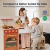 image:imageTiny Land Wooden Play Kitchen for Toddlers Compact Cream Pretend Play Set  Cutting Food amp Stainless Steel Cookware Oven Stove Sink Clicking Knobs Storage Shelf Gift for Girls amp Boys Ages 3Warm Retro