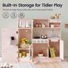 image:imageTiny Land Wooden Play Kitchen for Toddlers Kids Play Toy Kitchen Set  with Realistic Accessories Storage Fridge Stove Microwave Coffee Station Birthday Gift for Boys Girls Ages 3WhitePink
