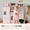 image:imageTiny Land Wooden Play Kitchen for Toddlers Kids Play Toy Kitchen Set  with Realistic Accessories Storage Fridge Stove Microwave Coffee Station Birthday Gift for Boys Girls Ages 3WhitePink