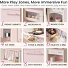 image:imageTiny Land Wooden Play Kitchen for Toddlers Kids Play Toy Kitchen Set  with Realistic Accessories Storage Fridge Stove Microwave Coffee Station Birthday Gift for Boys Girls Ages 3WhitePink